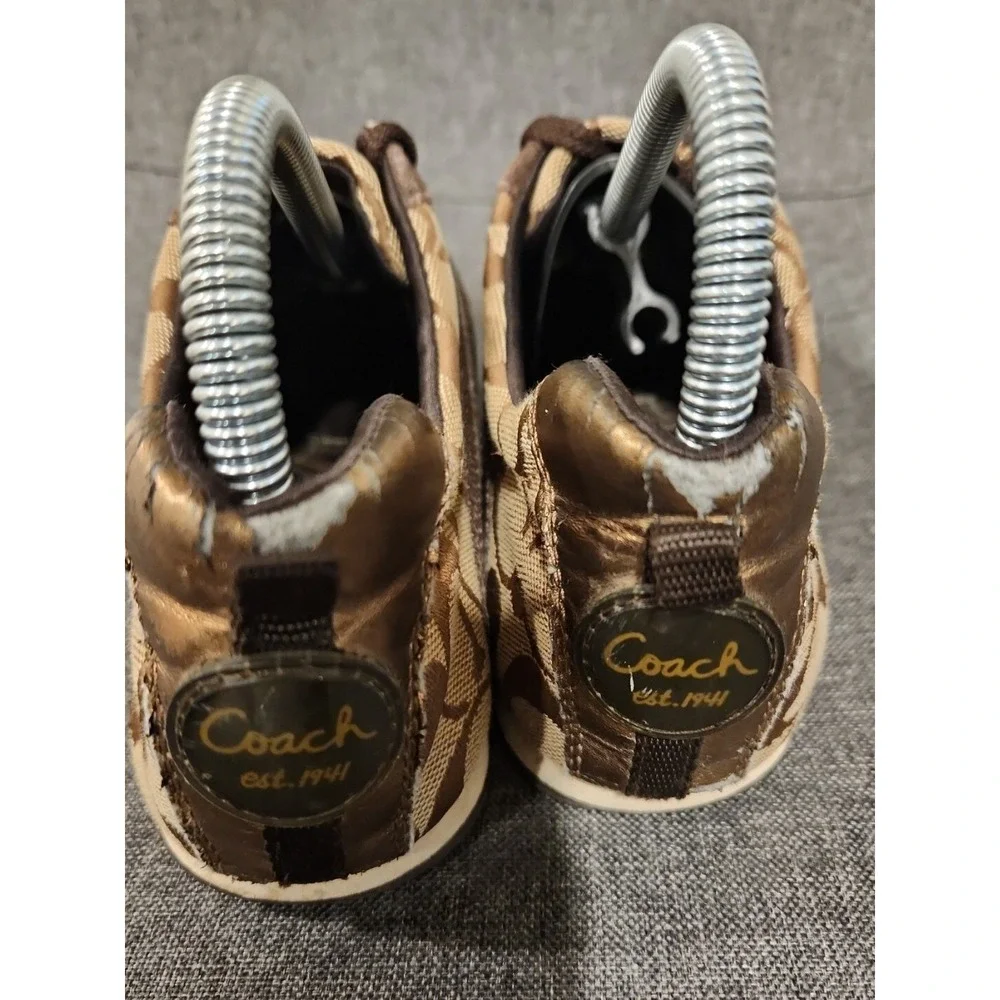 Vintage Y2K Coach Henrietta Brown Signature C Jacquard Suede Sneakers Womens 8 M - Picture 3 of 9